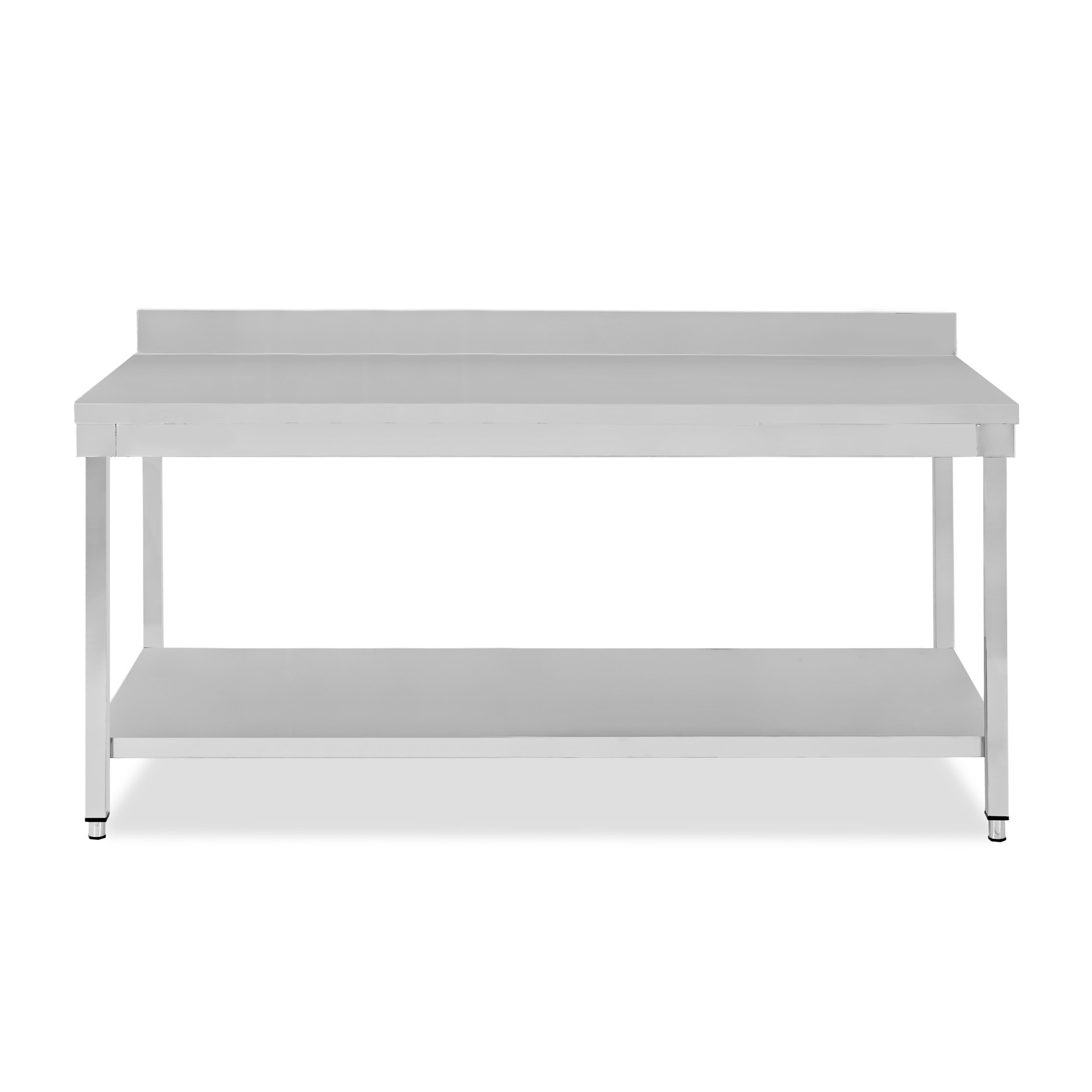 copy of Tavolo semplice in acciaio inox con 1 ripiano, alzatina e misure L 2000 mm x P 700 mm x H 850 mm