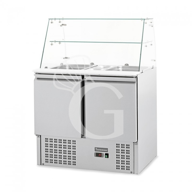 Saladette für GN 1/1 Behälter, 2-türig, Kühlvitrine