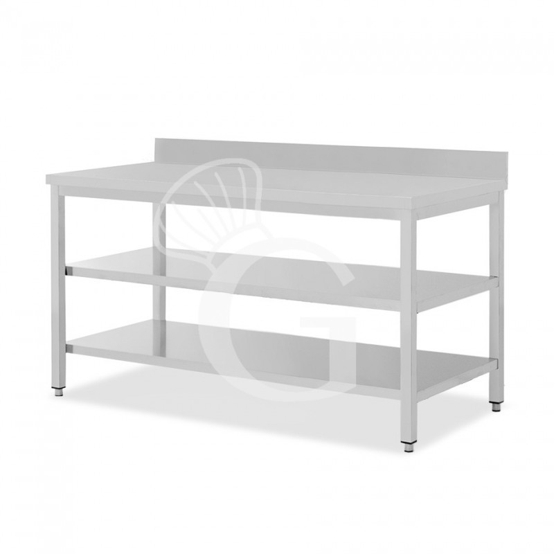 Edelstahltisch 2 Regalböden Aufsatz B 2000 mm x T 600 mm x H 950 mm