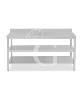 Edelstahltisch 2 Regalböden Aufsatz B 2000 mm x T 600 mm x H 950 mm