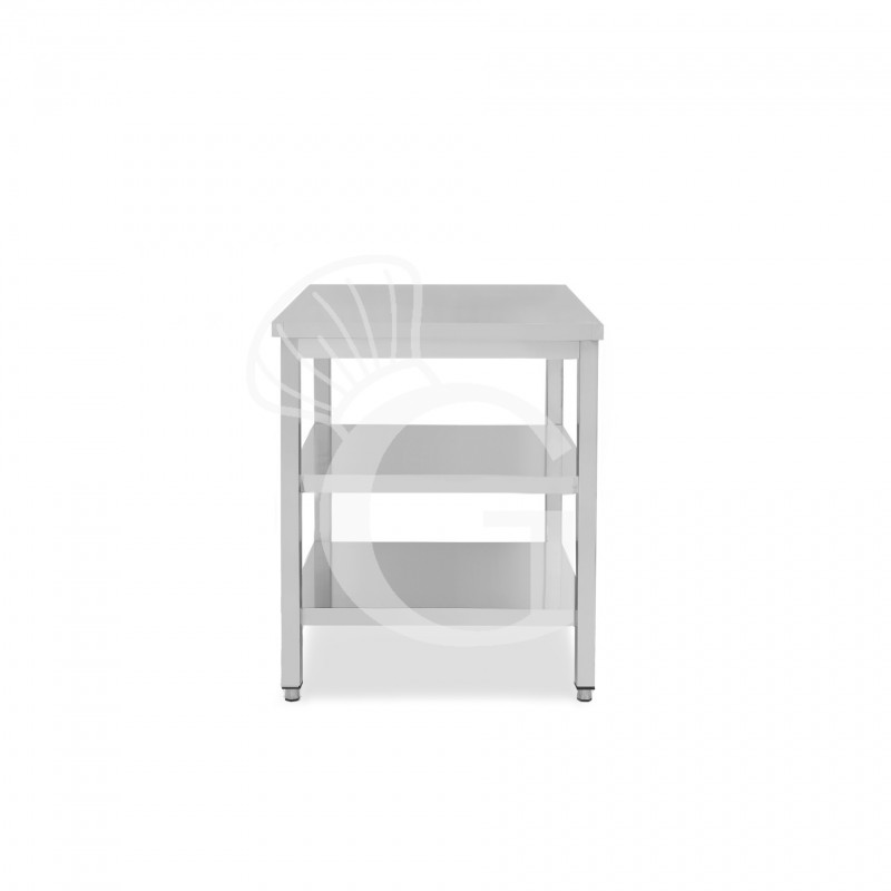 Edelstahltisch, 2 Regalböden, B 500 mm x T 600 mm x H 850 mm