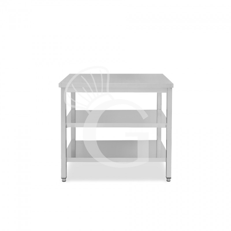 Edelstahltisch, 2 Regalböden, B 800 mm x T 700 mm x H 850 mm