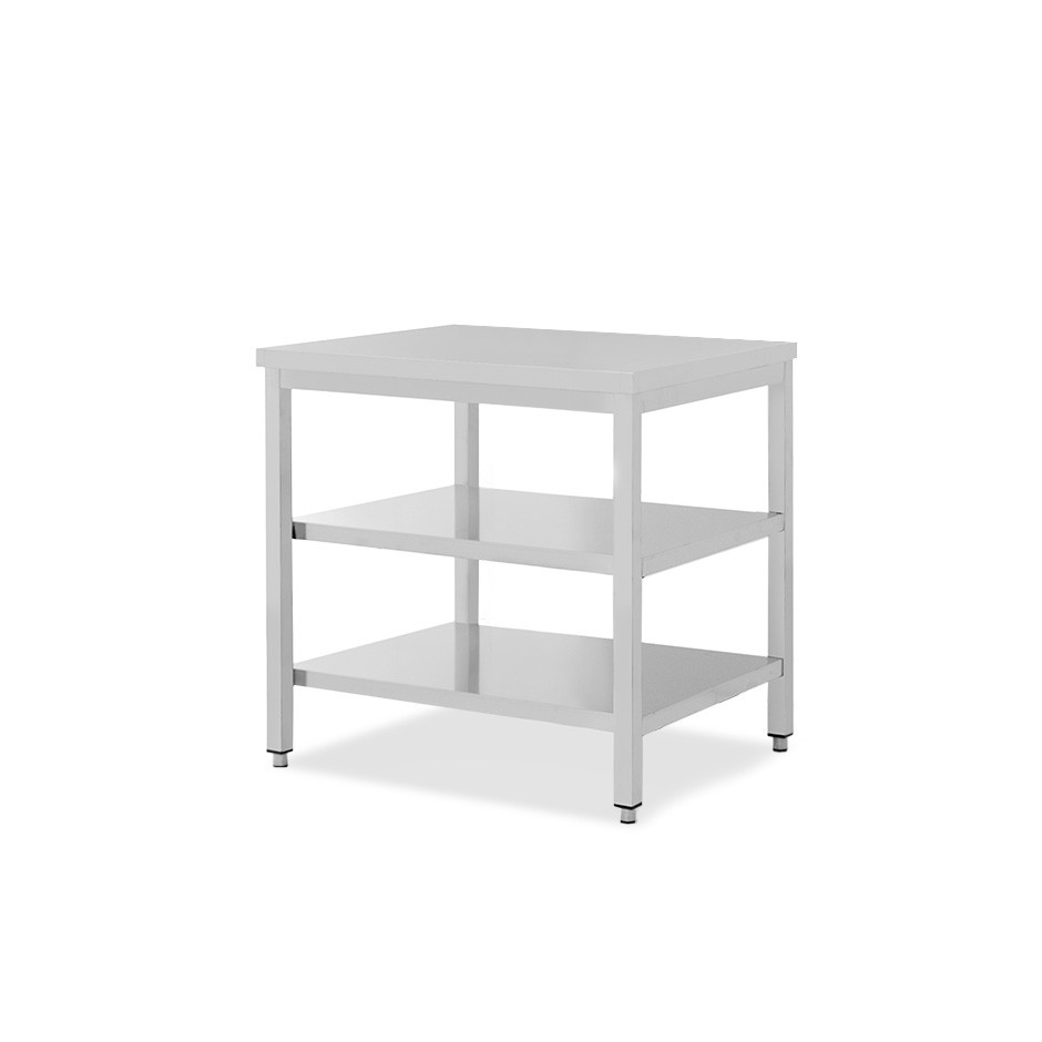 Edelstahltisch 2 Regalböden B 900 mm x T 800 mm x H 850 mm