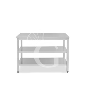 Edelstahltisch, 2 Regalböden, B 1300 mm X T 700 mm X H 865 mm
