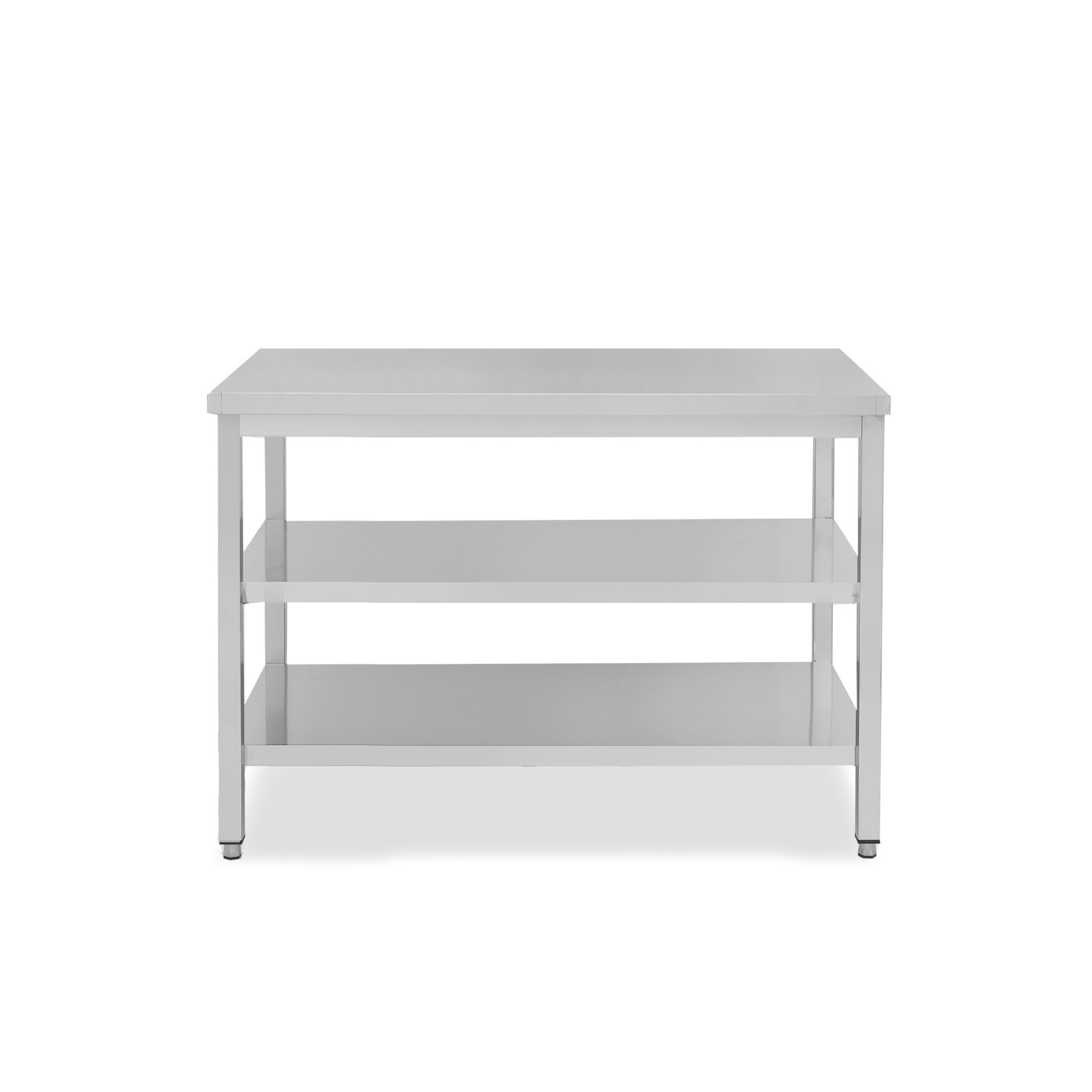 copy of Tavolo semplice in acciaio inox con 2 ripiani e misure L 1300 mm x P 800 mm x H 850 mm