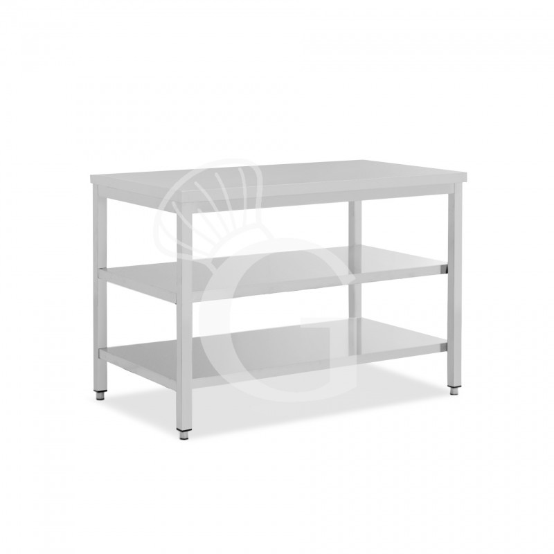 Edelstahltisch, 2 Regalböden, B 1400 mm X T 600 mm X H 865 mm