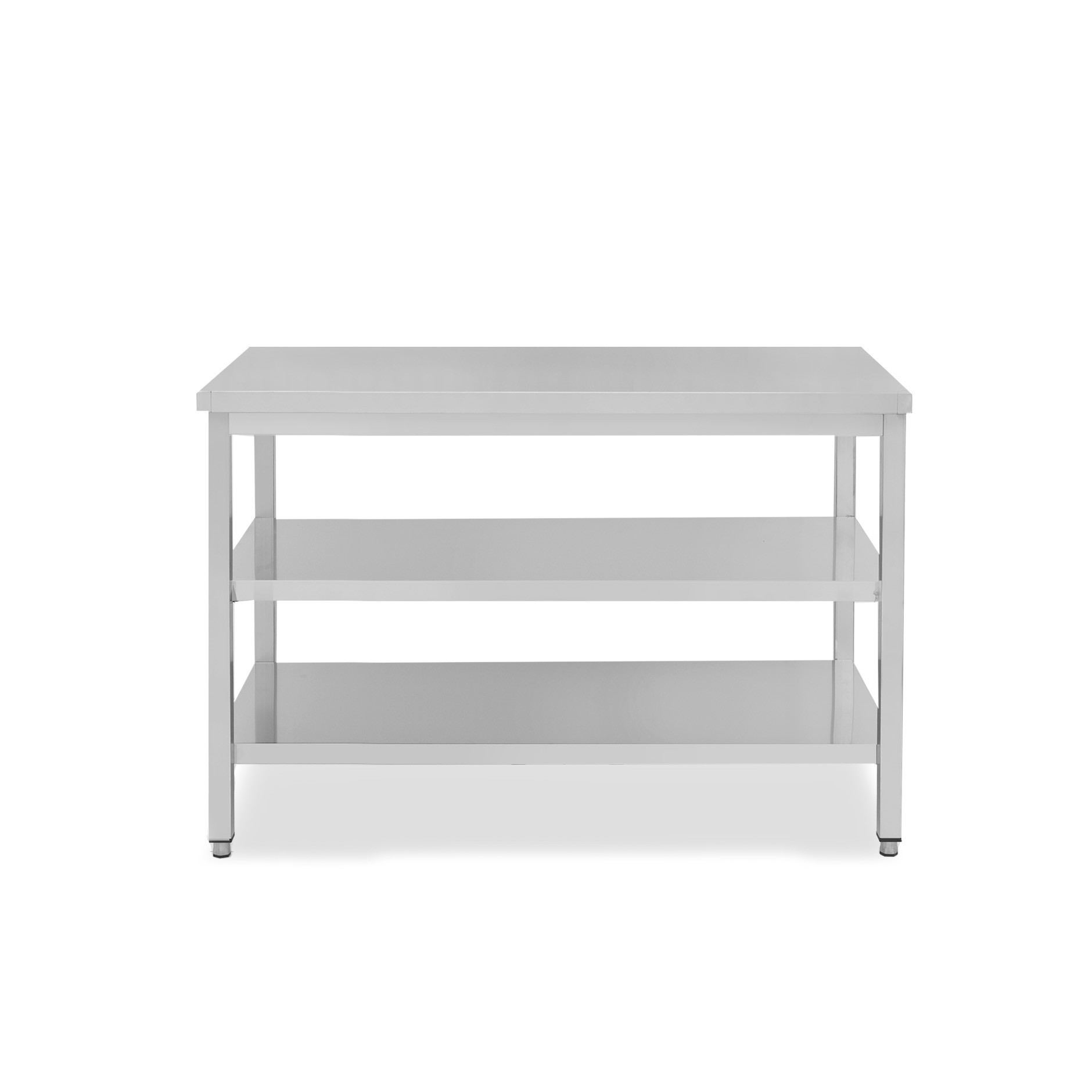 Edelstahltisch, 2 Regalböden, B 1400 mm X T 700 mm X H 865 mm