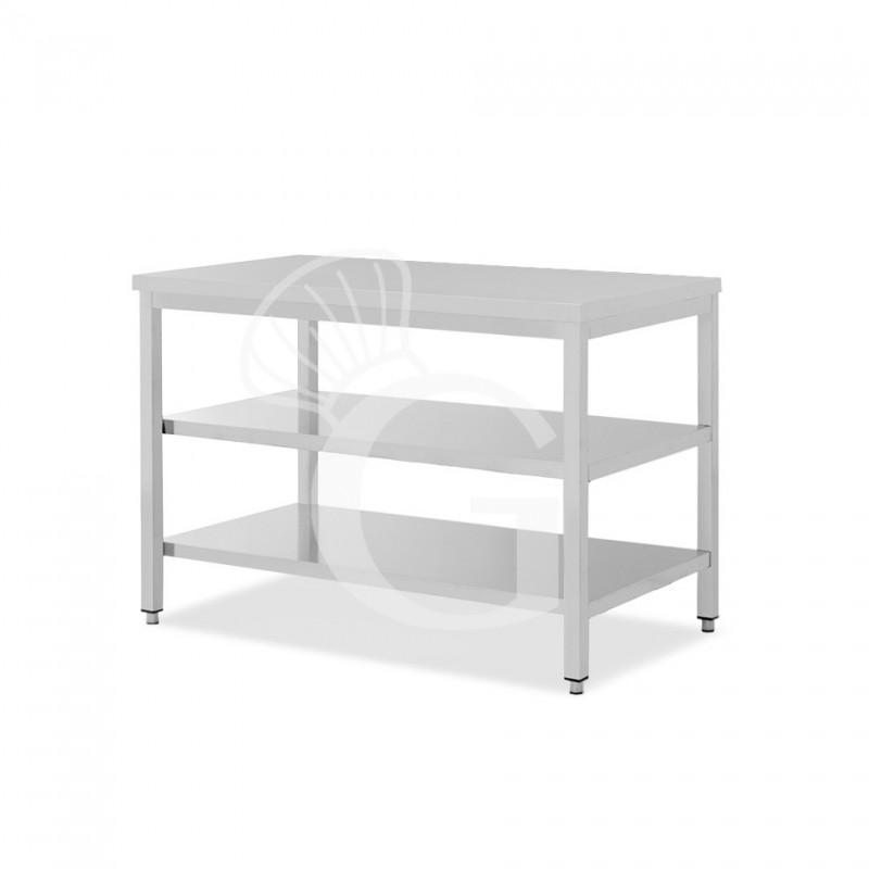Edelstahltisch, 2 Regalböden, B 1500 mm X T 800 mm X H 865 mm