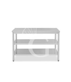 Edelstahltisch, 2 Regalböden, B 1700 mm X T 600 mm X H 865 mm