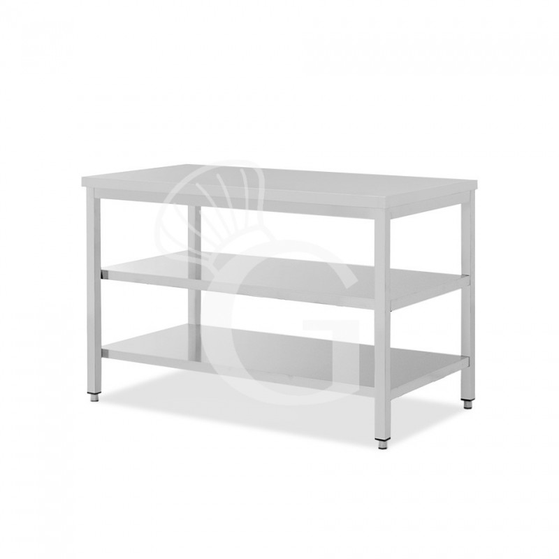 Edelstahltisch, 2 Regalböden, B 1700 mm X T 600 mm X H 865 mm