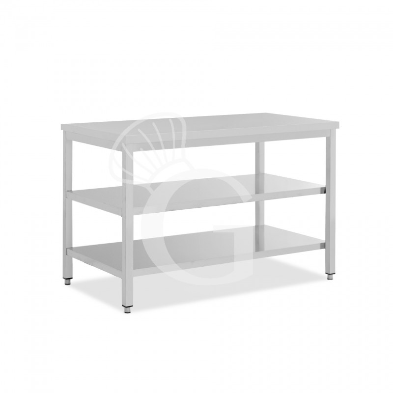 Edelstahltisch, 2 Regalböden, B 1700 mm X T 600 mm X H 865 mm