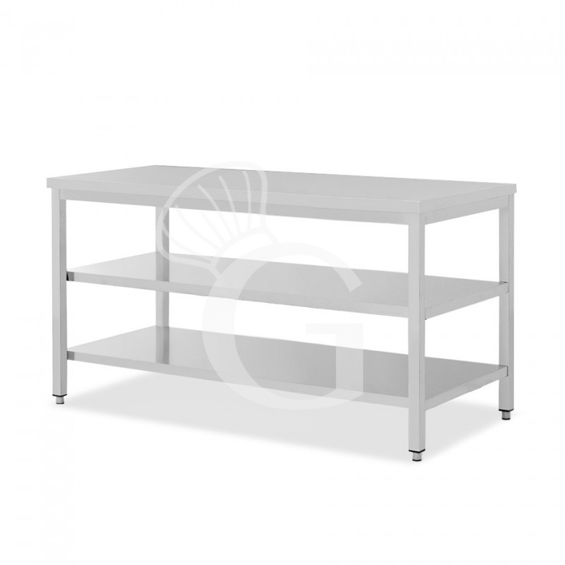 copy of Tavolo semplice in acciaio inox con 2 ripiani e misure L 2000 mm x P 700 mm x H 850 mm