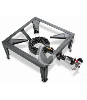 Hockerkocher, Gusseisen, piezoelektrische Zündung, B 560 mm x T 400 mm x H 180 mm
