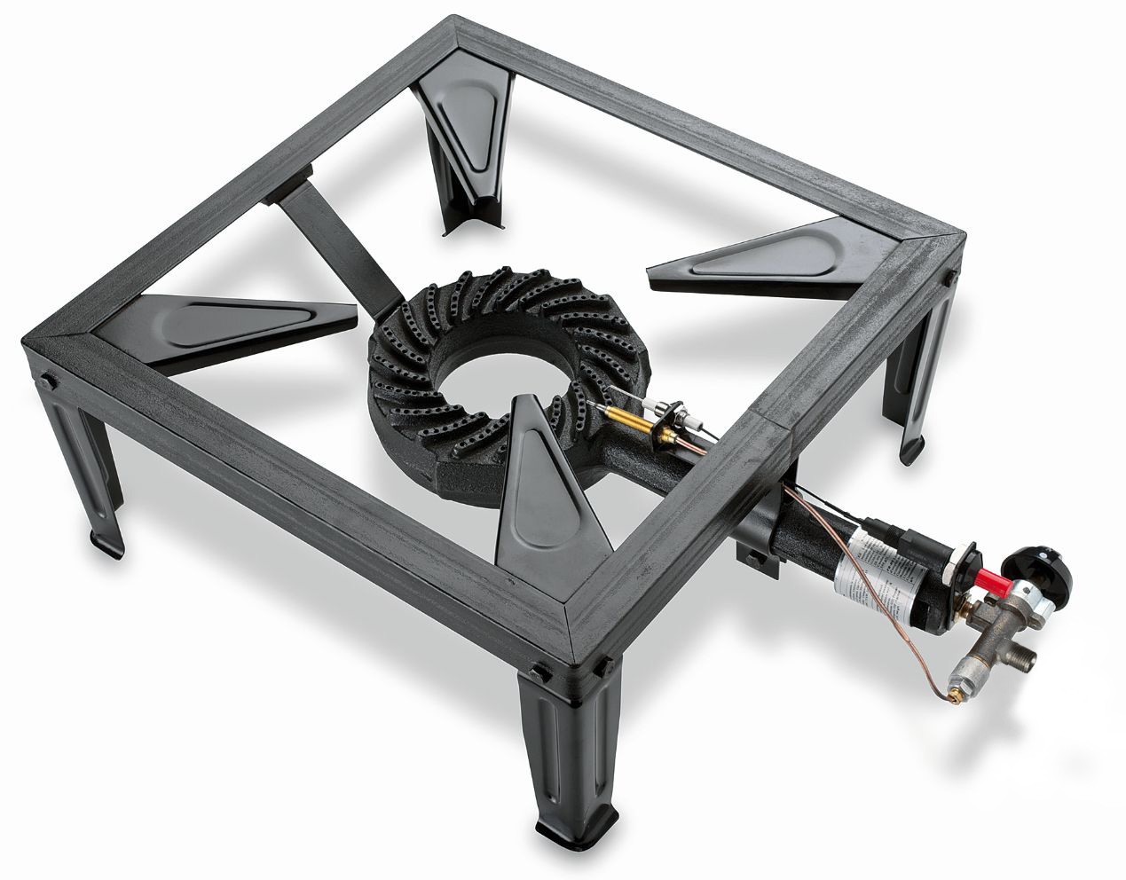 Hockerkocher, Gusseisen, piezoelektrische Zündung, B 560 mm x T 400 mm x H 180 mm