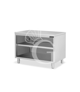 Offener Edelstahltisch 2 Regalböden B 1200 mm x T 600 mm x H 850 mm