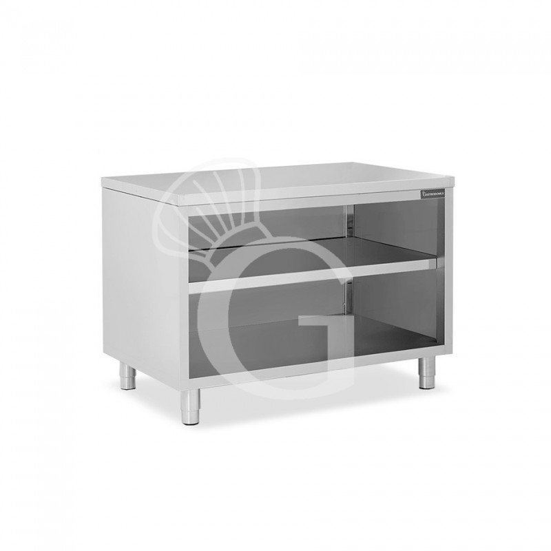 Offener Edelstahltisch 2 Regalböden B 1200 mm x T 700 mm x H 850 mm