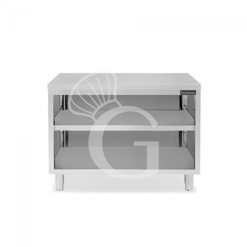 Offener Edelstahltisch 2 Regalböden B 1200 mm x T 700 mm x H 850 mm