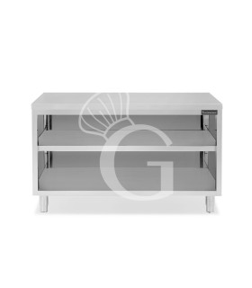 Offener Edelstahltisch 2 Regalböden B 1600 mm x T 600 mm x H 850 mm