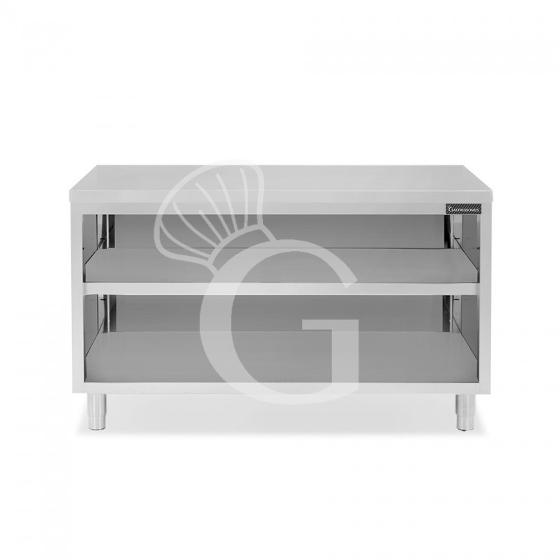 Offener Edelstahltisch 2 Regalböden B 1700 mm x T 600 mm x H 850 mm