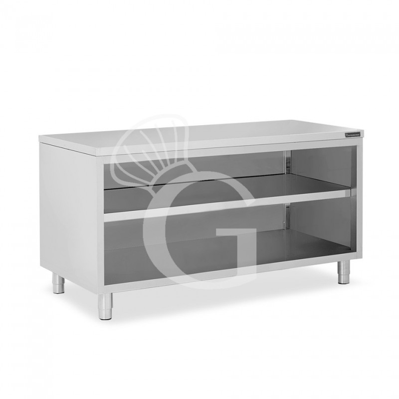 Offener Edelstahltisch 2 Regalböden B 1900 mm x T 600 mm x H 850 mm