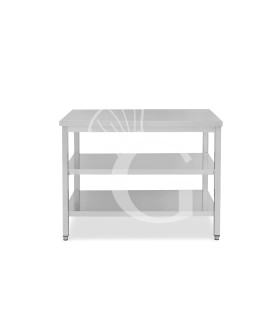Edelstahltisch, 2 Regalböden, B 1000 mm x T 600 mm x H 865 mm
