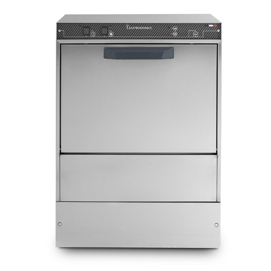 Professioneller Geschirrspüler, elektromechanisch, dreiphasig, quadratischer Korb (500x500x320 mm), Klarspülmittel-Dosierer