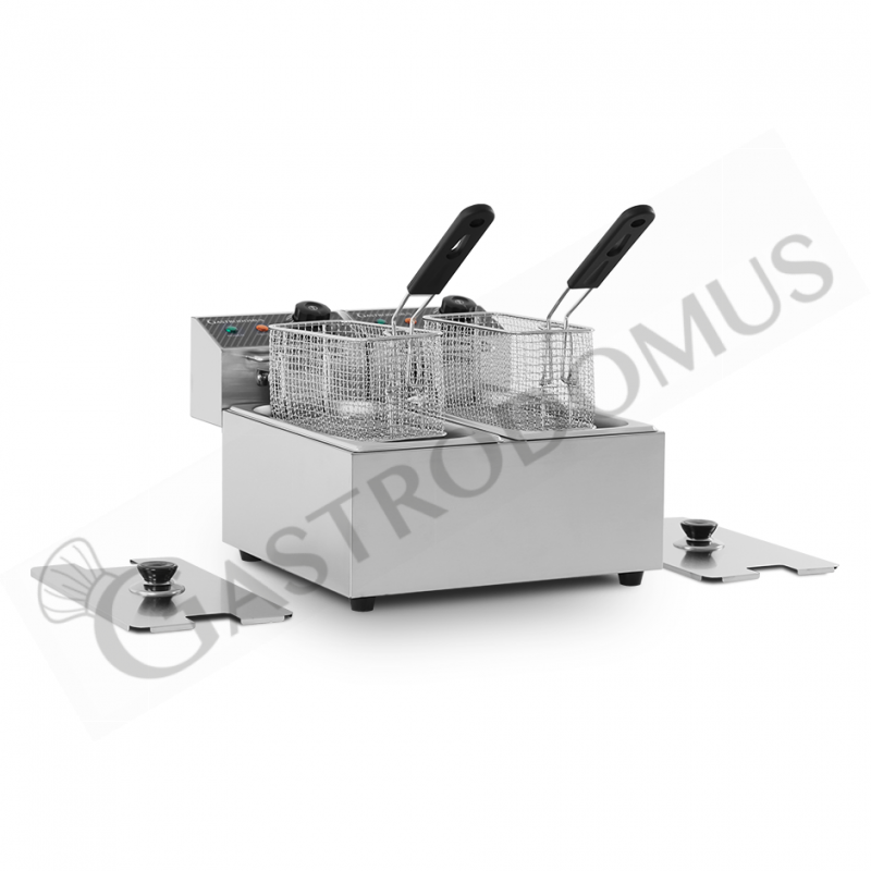 Elektro-Fritteuse, 2 Becken (2 x 4 Liter), Tischgerät, 1,8 x 1,8 kW, einphasig