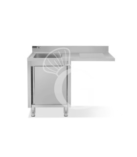 Spülmaschinen Spülschrank, Edelstahl, 1 Becken, Abtropffläche rechts, Flügeltür, Hahnloch Ø 32 mm, B 1200 x T 700 x H 965 mm