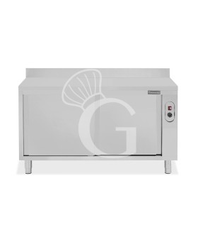 Beheizte Tisch aus Edelstahl mit Schiebetüren und Aufsatz B 1700 mm x T 700 mm x H 950 mm