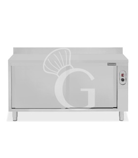 Beheizte Tisch aus Edelstahl mit Schiebetüren und Aufsatz B 1900 mm x T 600 mm x H 950 mm