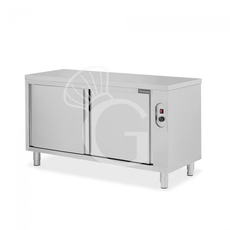 Beheizte Tisch aus Edelstahl mit Schiebetüren B 1700 mm x T 700 mm x H 850 mm