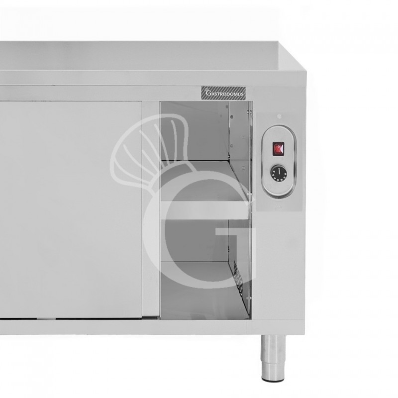 Beheizte Tisch aus Edelstahl mit Schiebetüren B 1900 mm x T 700 mm x H 850 mm