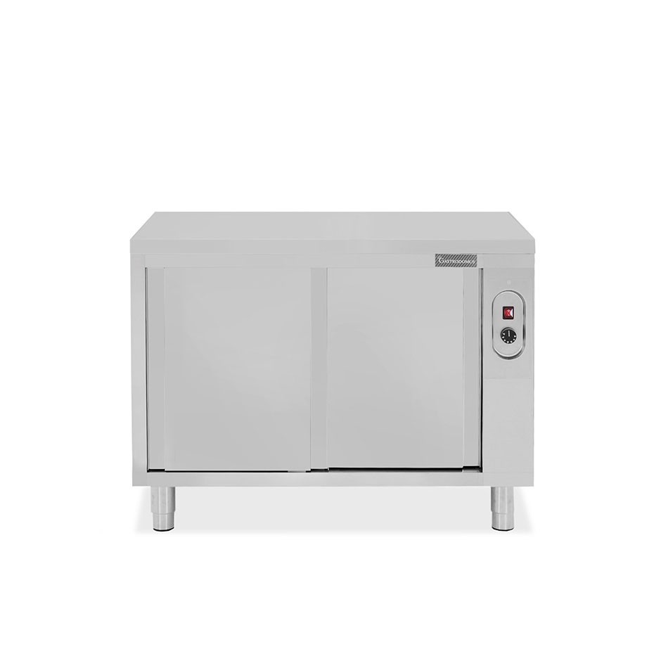Beheizte durchreichetisch aus Edelstahl mit Schiebetüren B 1000 mm x T 600 mm x H 850 mm