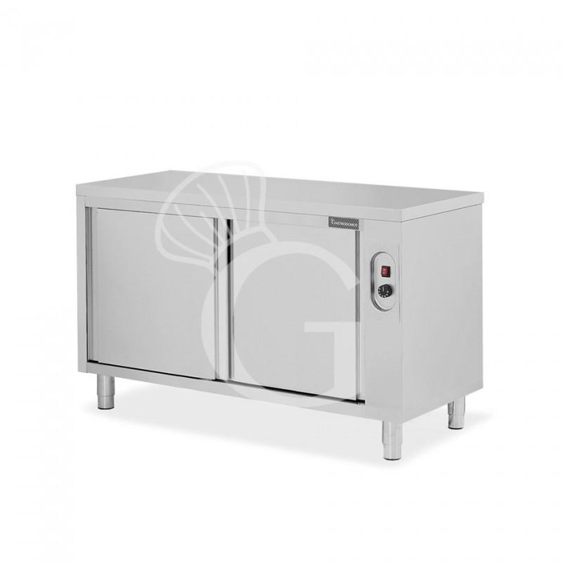 Beheizte durchreichetisch aus Edelstahl mit Schiebetüren B 1500 mm x T 700 mm x H 850 mm