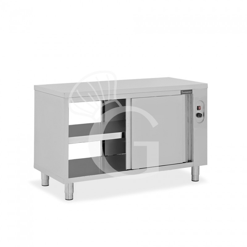 Beheizte durchreichetisch aus Edelstahl mit Schiebetüren B 1600 mm x T 700 mm x H 850 mm