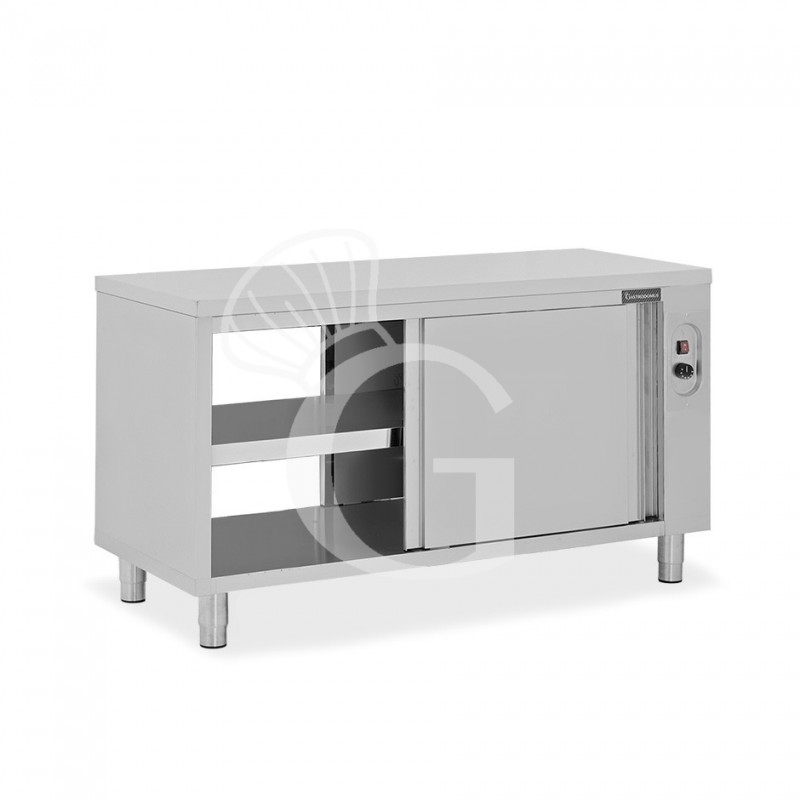 Beheizte durchreichetisch aus Edelstahl mit Schiebetüren B 1900 mm x T 600 mm x H 850 mm