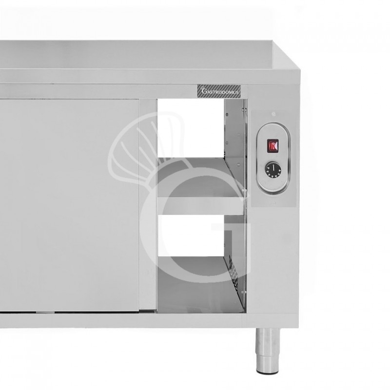 Beheizte durchreichetisch aus Edelstahl mit Schiebetüren B 1900 mm x T 600 mm x H 850 mm