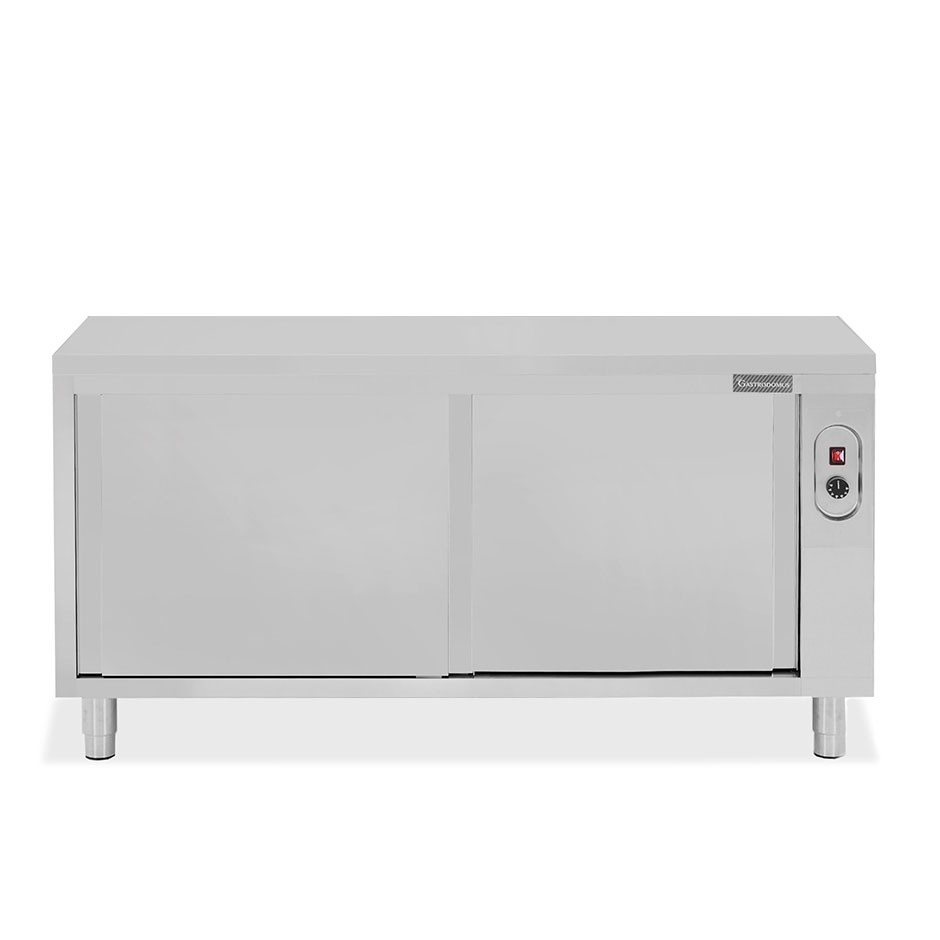 Beheizte durchreichetisch aus Edelstahl mit Schiebetüren B 2000 mm x T 600 mm x H 850 mm