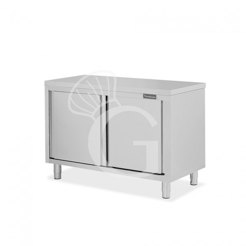 Durchreicheschrank, Edelstahl, Schiebetüren, B 1300 mm x 800 mm x  850 mm