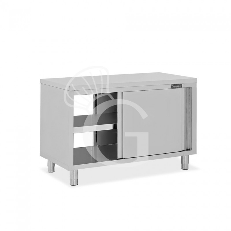 Durchreicheschrank, Edelstahl, Schiebetüren, B 1300 mm x 800 mm x  850 mm