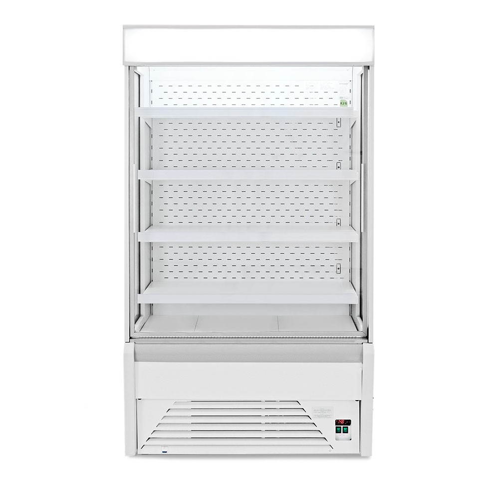 Wandkühlregal "Ettore" mit Umluftkühlung und Nachtvorhang, Temperatur +1°C/+10°C und L 1330 mm