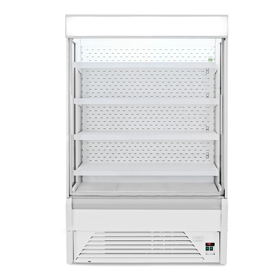 Wandkühlregal "Ettore" mit Umluftkühlung und Nachtvorhang, Temperatur +1°C/+10°C und L 1630 mm