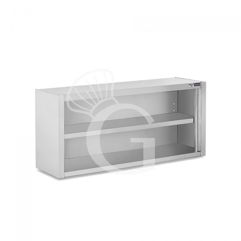 Offener Wandhängeschrank, Edelstahl, 1 Zwischenboden, B 1500 mm x T 400 mm x H 650 mm