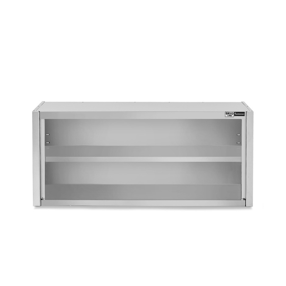 Offener Wandhängeschrank, Edelstahl, 1 Zwischenboden, B 1600 mm x T 400 mm x H 650 mm