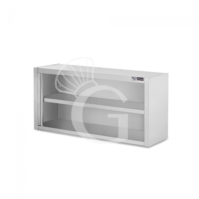 Offener Wandhängeschrank, Edelstahl, 1 Zwischenboden, B 1300 mm x T 400 mm x H 650 mm