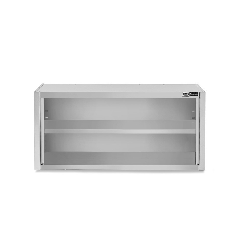 Offener Wandhängeschrank, Edelstahl, 1 Zwischenboden, B 1300 mm x T 400 mm x H 650 mm