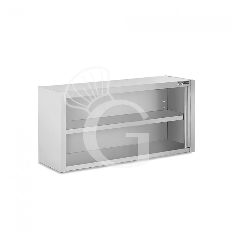 Offener Wandhängeschrank, Edelstahl, 1 Zwischenboden, B 1300 mm x T 400 mm x H 650 mm