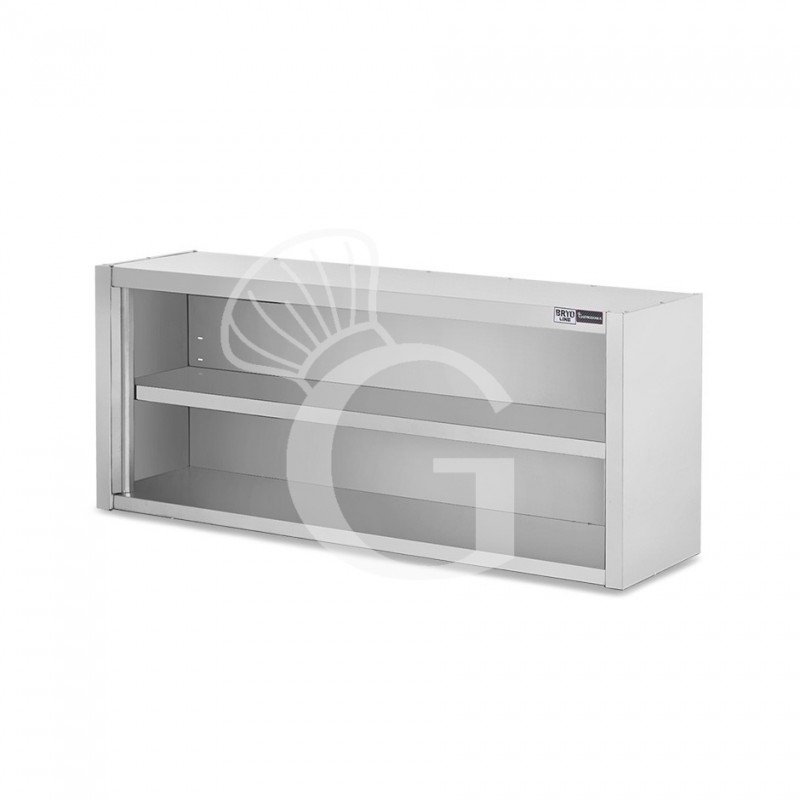 Offener Wandhängeschrank, Edelstahl, 1 Zwischenboden, B 1800 mm x T 400 mm x H 650 mm