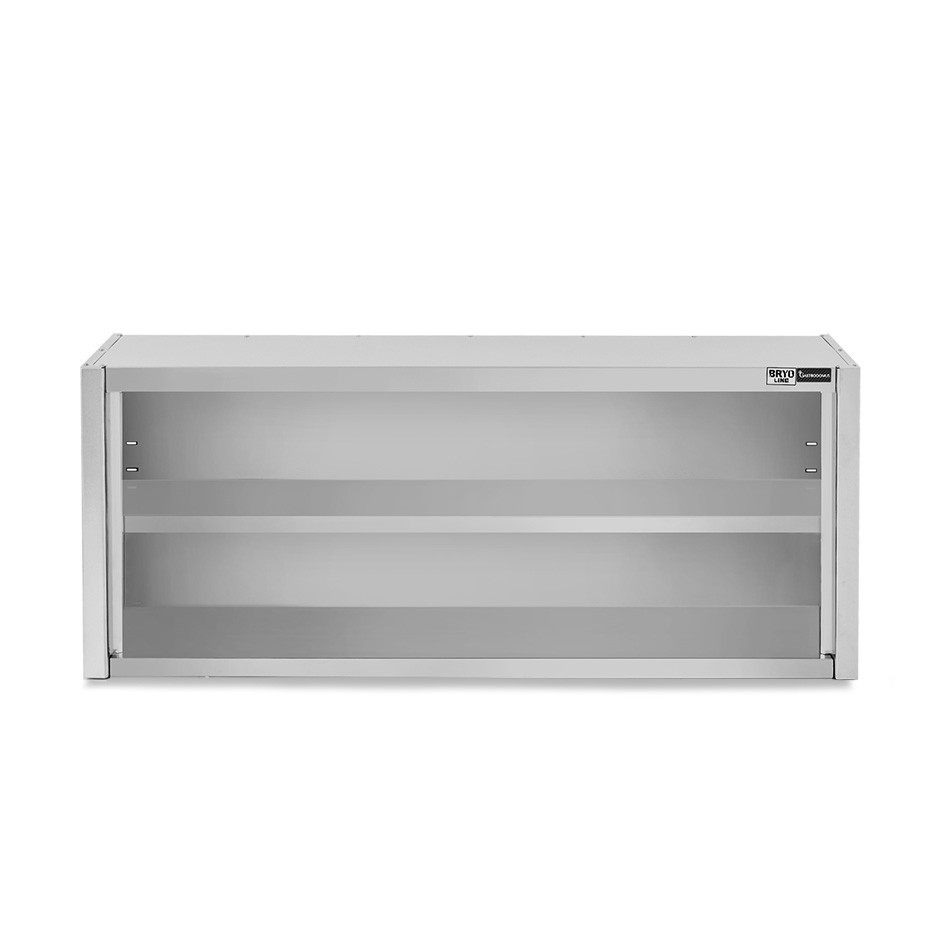 Offener Wandhängeschrank, Edelstahl, 1 Zwischenboden, B 1800 mm x T 400 mm x H 650 mm