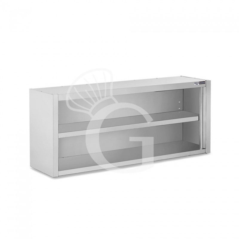 Offener Wandhängeschrank, Edelstahl, 1 Zwischenboden, B 1800 mm x T 400 mm x H 650 mm